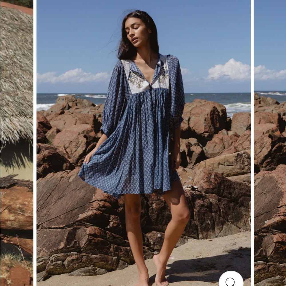 NWT Daughters of India Kyra Mini Dress ~ Blue Carnation, sz XL